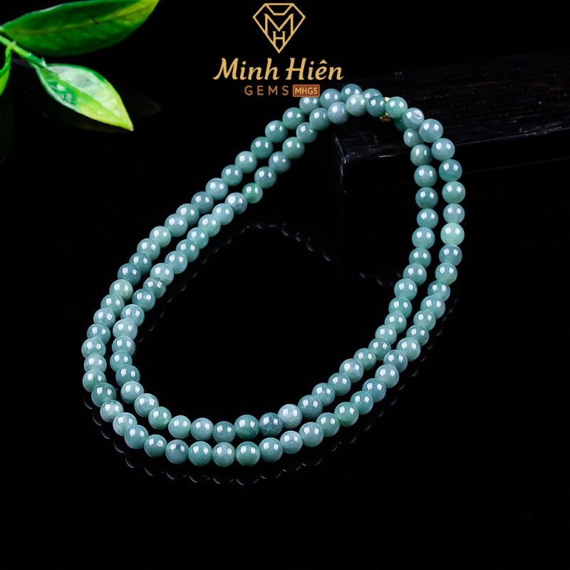 Vòng cổ 108 hạt Ngọc Phỉ Thúy Lam Thủy tự nhiên loại A 6mm 9 108hatlamthuy1