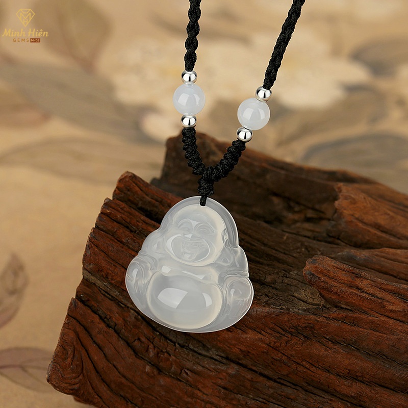 Vòng cổ Ngọc Chalcedony Trắng hình đức Phật Di Lặc 14 Chalcedony Phatdilac4