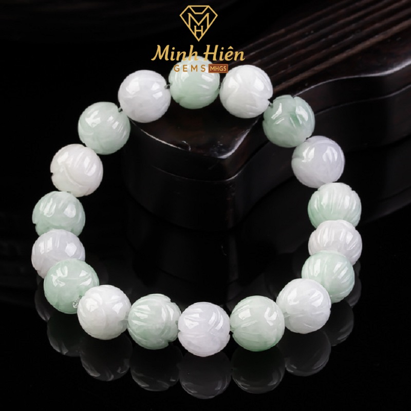 Vòng tay Hoa Sen Ngọc Phỉ Thúy Myanmar loại A hạt 10mm 13 hoasenmyan3