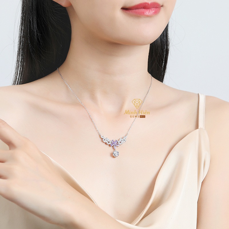 Dây chuyền Nụ Cười Hoa Tử Đằng đá CZ tím - Bạc S925 36 hoatudang2