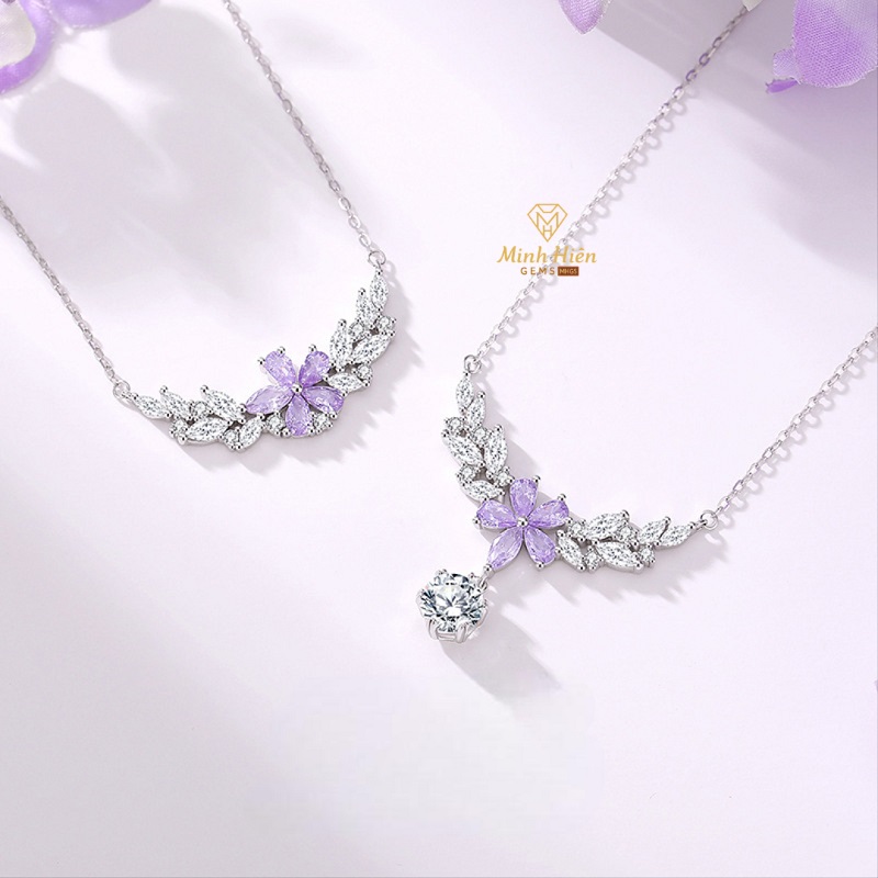 Dây chuyền Nụ Cười Hoa Tử Đằng đá CZ tím - Bạc S925 37 hoatudang3