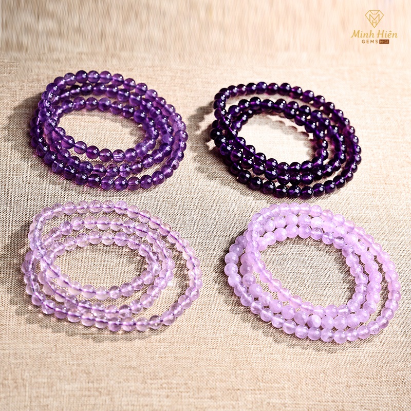 Vòng tay đá Thạch Anh Tím tự nhiên quấn 3 vòng size 6mm 52 thachanhtim3