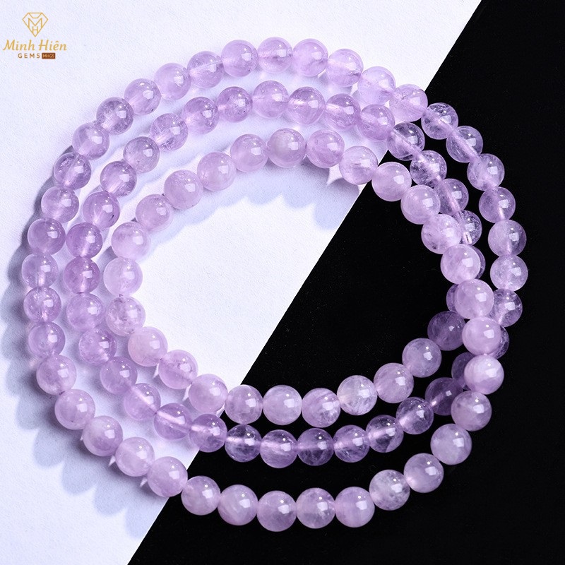 Vòng tay đá Thạch Anh Tím tự nhiên quấn 3 vòng size 6mm 48 timnhat
