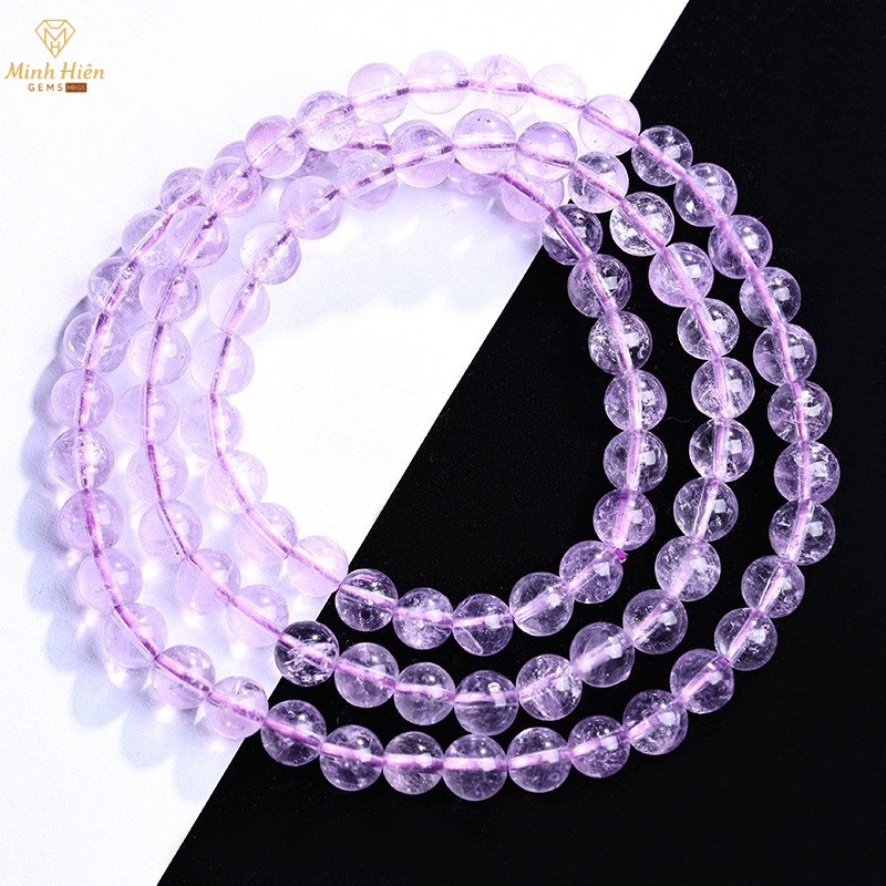 Vòng tay đá Thạch Anh Tím tự nhiên quấn 3 vòng size 6mm 47 timtrong