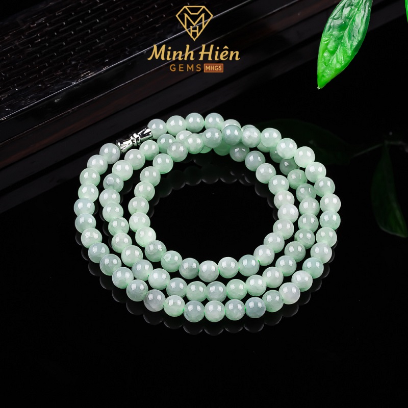 Vòng cổ Ngọc Phỉ Thúy Myanmar tự nhiên loại A hạt tròn 6mm
